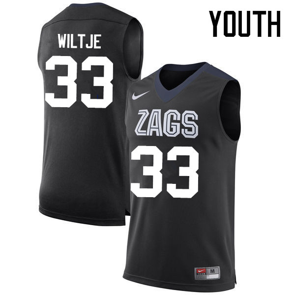 Youth #33 Kyle Wiltje Gonzaga Bulldogs College Basketball Jerseys-Black - Click Image to Close